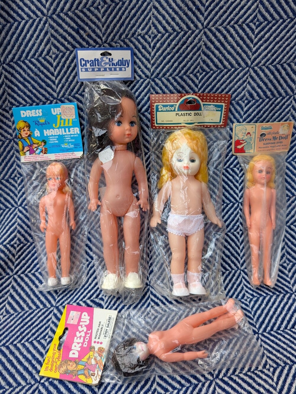 Assorted Vintage Craft Fashion Dolls Lot Of 5 Plastic Dolls